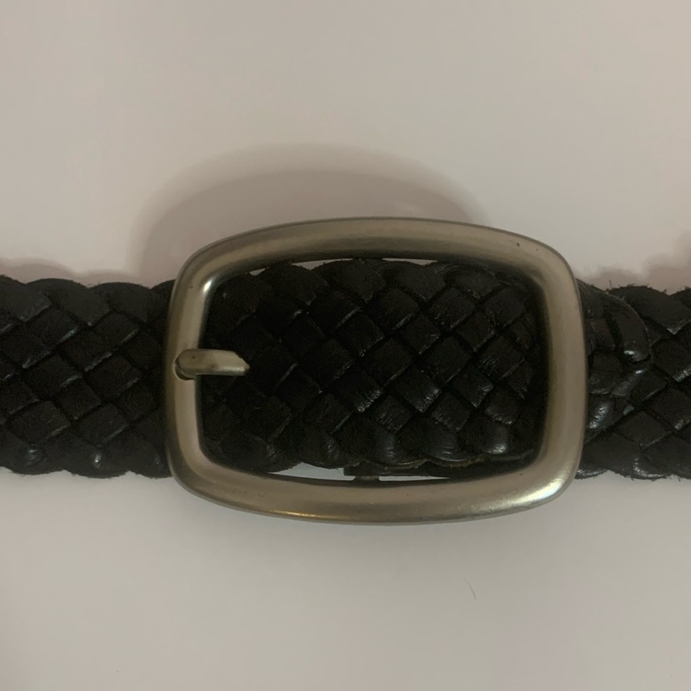 Black Leather Braided Belt with Silver Hardware…Unisex